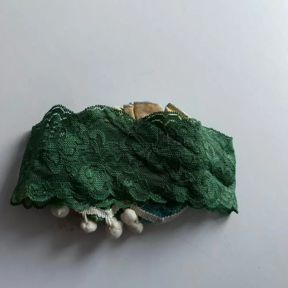 Persnickety Festive Lace Headband with Green and Yellow Floral Detail